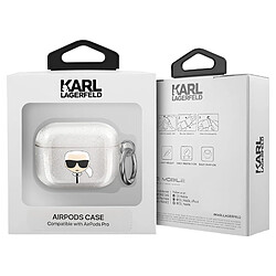 Karl Lagerfeld Coque pour AirPods Pro Antichoc Glitter Argent pas cher