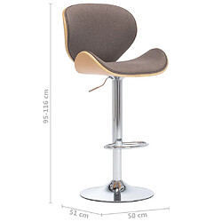 vidaXL Tabouret de bar Taupe Tissu pas cher