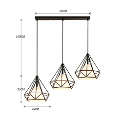 Stoex Suspension Cage Forme Diamant Contemporain 25cm Corde Ajustable Luminaire Lustre pas cher