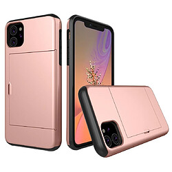 Wewoo Coque Rigide Étui de protection antichoc robuste armure avec fente pour carte iPhone 11 or rose