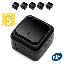 Lot de 5 Double va et vient étanche IP54 - Viko by Panasonic - Noir - NF