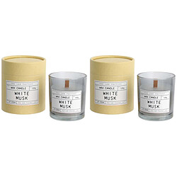 The Candle Factory Bougie mèche en bois et boite kraft Factory (Lot de 2) Musc blanc.