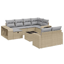 vidaXL Salon de jardin 11 pcs avec coussins beige résine tressée