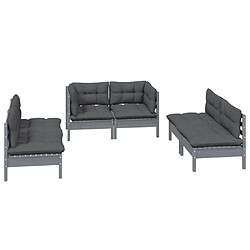 Avis Maison Chic Salon de jardin 6 pcs + coussins - Mobilier/Meubles de jardin - Table et chaises d'extérieur Bois de pin massif -MN10234