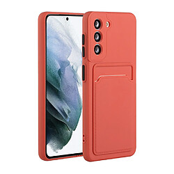 Coque en TPU souple avec porte-carte corail pour votre Samsung Galaxy S21 5G