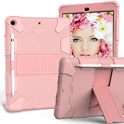 Wewoo Housse Étui Coque Pour iPad 10.2 de protection en silicone bicolore antichoc avec support et fente stylo or rose