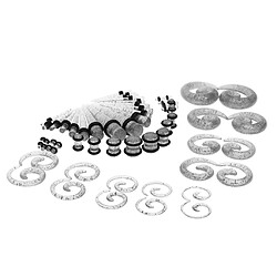 54pcs gauges kit spirales cônes et bouchons 14g-00g étirement kit transparent