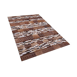 Beliani Tapis patchwork en cuir marron 140 x 200 cm HEREKLI