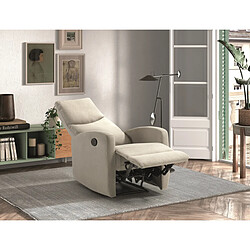 Pegane Fauteuil relax électrique en tissu waterproof couleur Ivoire - Longueur 66 x Profondeur 88 x Hauteur 103 cm pas cher