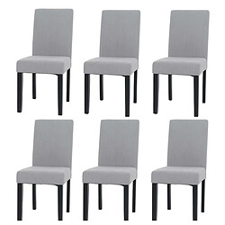 Decoshop26 Lot de 6 chaises de salle à manger dossier haut en tissu velours côtelé gris clair et bois pieds foncés 04_0007641