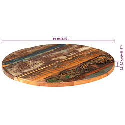 vidaXL Dessus de table rond 60 cm 25-27 mm Bois de récupération solide pas cher