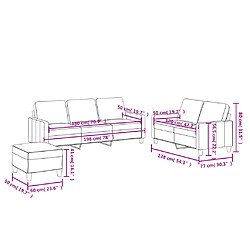 vidaXL Ensemble de canapés 3 pcs avec coussins Crème Similicuir pas cher