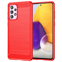 Coque en TPU anti-rayures, antichoc, surface brossée, texture en fibre de carbone rouge pour votre Samsung Galaxy A73 5G