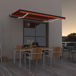 Maison Chic Auvent automatique | Store banne extérieur | Marquise capteur de vent LED 450x350 cm Orange marron -MN36543