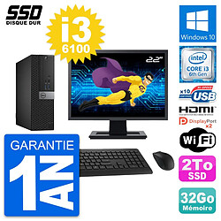 PC Dell 5040 SFF Ecran 22" Intel i3-6100 RAM 32Go SSD 2To HDMI Windows 10 Wifi - Occasion