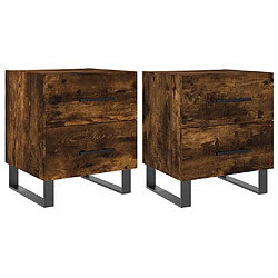 Maison Chic Lot de 2 Tables de chevet - Tables de Nuit chêne fumé 40x35x47,5cm bois d’ingénierie