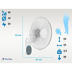 Purline Ventilateur mural avec minuterie et 3 vitesses