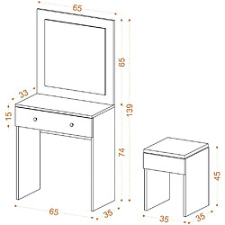 Avis Hanah Home Coiffeuse avec miroir et tabouret Azura.