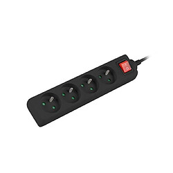 Avis Power strip 1.5m, black, 4 sockets, with switch, cle made of solid copper