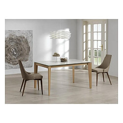 Inside 75 Table repas extensible GEO 10 couverts 140/240x90cm pieds chêne plateau verre blanc