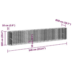 vidaXL Lit surélevé à gabion Fer galvanisé 540x50x100 cm pas cher