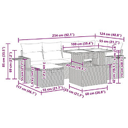 vidaXL Salon de jardin 7 pcs avec coussins noir résine tressée pas cher