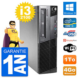 PC Lenovo ThinkCentre M81 SFF Intel i3-2100 RAM 4Go Disque 1To Windows 10 Wifi - Occasion