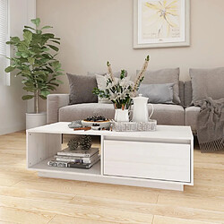 Maison Chic Table basse,Table Console Table d'appoint, Table pour salon Blanc 110x50x33,5 cm Bois de pin massif -MN20563