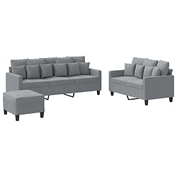 Maison Chic Ensemble de canapés 3 pcs avec coussins, Canapé droit Sofa pour Salon Gris clair Tissu -GKD543945