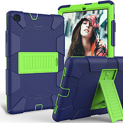 Wewoo Housse Coque de protection antichoc en silicone bicolore avec support pour Galaxy Tab A 10.1 2019 / T510 Bleu foncé + Vert