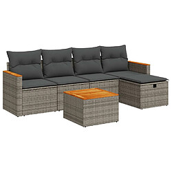 vidaXL Salon de jardin 6 pcs avec coussins gris résine tressée