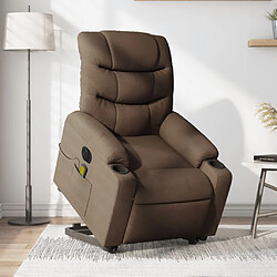 vidaXL Fauteuil inclinable de massage électrique Marron Tissu