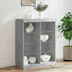 Maison Chic Commode Buffet - Meuble de rangement avec lumières LED gris béton 81x37x100 cm -GKD61476