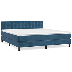 Maison Chic Lit adulte- Lit + matelas,Sommier à lattes de lit et matelas Bleu foncé 180x200cm Velours -GKD46982