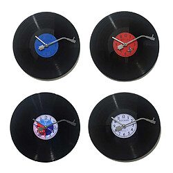 Avis horloge murale vintage quartz ronde cd vinyle noir record horloge décor blanc