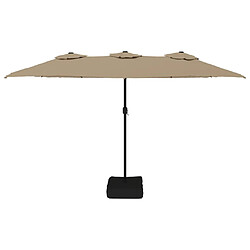 Avis vidaXL Parasol de jardin à double tête avec LED taupe 449x245 cm