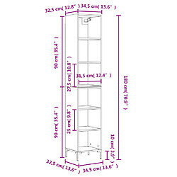 vidaXL Buffet haut Noir 34,5x32,5x180 cm Bois d'ingénierie pas cher