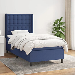 Maison Chic Lit adulte- Lit + matelas,Sommier à lattes de lit avec matelas Bleu 90x190 cm Tissu -GKD75899