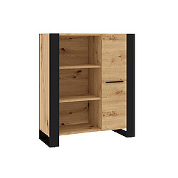 Bestmobilier Donnely - buffet haut - bois et noir - 110 cm