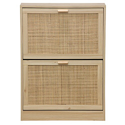 Pegane Etagère à chaussures en décor pin coloris naturel avec 2 portes - Longueur 60 x profondeur 24 x hauteur 82 cm