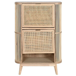 Pegane Armoire à chaussures, meuble à chaussures en bois de rotin coloris naturel - longueur 70 x profondeur 29 x Hauteur 115 cm