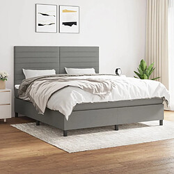 Maison Chic Lit Adulte - Lit simple Lit à sommier tapissier avec matelas moelleux - Meuble de Chambre - Gris foncé 160x200cm Tissu -MN92811