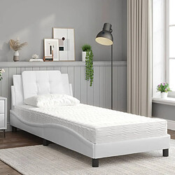 Avis Vidaxl Lit avec matelas blanc 90x190 cm similicuir