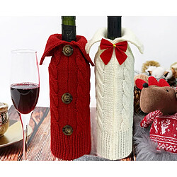 Avis C263 2PCS Famille Couverture de vin de Noël de Noël Home Décoration Scène Arrangement Tricoté Bouteille de vin Sac Décorations de Noël