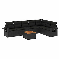 Maison Chic Salon de jardin 8 pcs avec coussins | Ensemble de Table et chaises | Mobilier d'Extérieur noir résine tressée -GKD91803