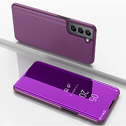 Coque en TPU + PU électroplaqué, surface miroir avec support violet pour votre Samsung Galaxy S22