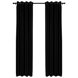 vidaXL Rideaux occultants Aspect lin avec œillets 2 pcs Noir 140x225cm