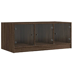 vidaXL Table basse avec portes en verre chêne marron 102x50x42 cm