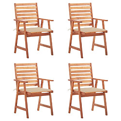 vidaXL Chaises à manger d'extérieur lot de 4 et coussins Acacia massif