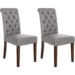 Decoshop26 Lot de 2 chaises de salle à manger design classique en tissu gris pieds en bois marron foncé 10_0001618